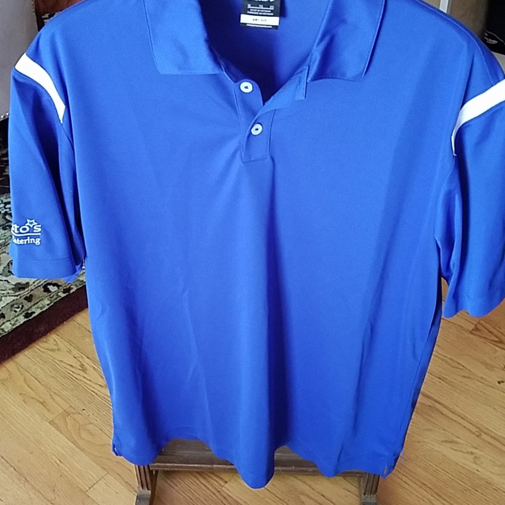 NikeGolf XL Polo Shirt Blue White Accents